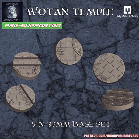 Image of Wotan Temple Base 32mm Set  (pre-supported)