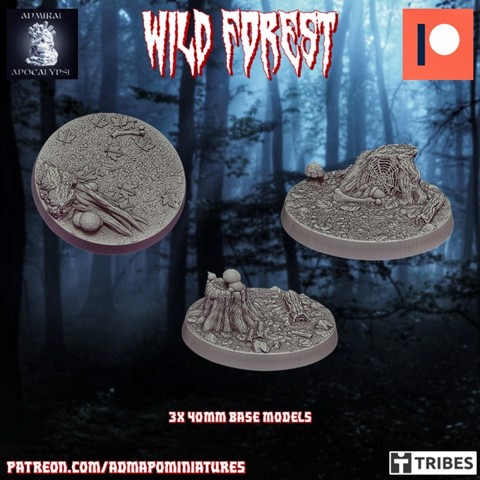 Image of Wild Forest Set 40mm/~1.5" Set (3 pre-supported miniature bases)