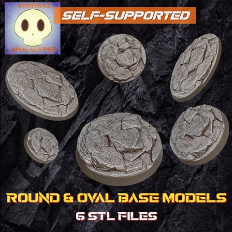 Image of Rock ground Base Set 3 (6 different base sizes + Round and Oval models)