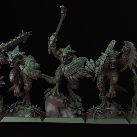 Image of Lizardmen Saurus Unit with Sword/Spear and Shield