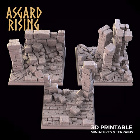 Image of RUINS THEME 3 x Square bases 50mm SET PRESUPPORTED