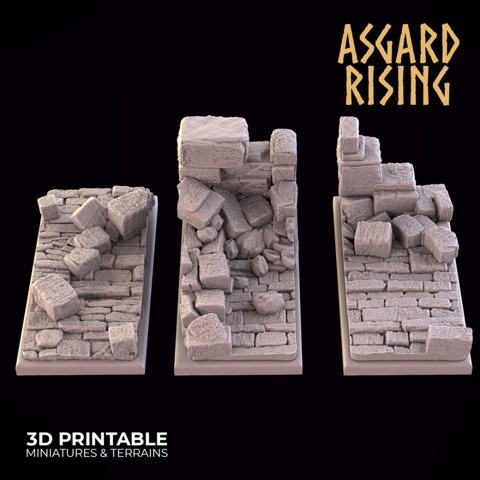 Image of RUINS THEME 3 x Rectangle bases 50x20mm SET PRESUPPORTED
