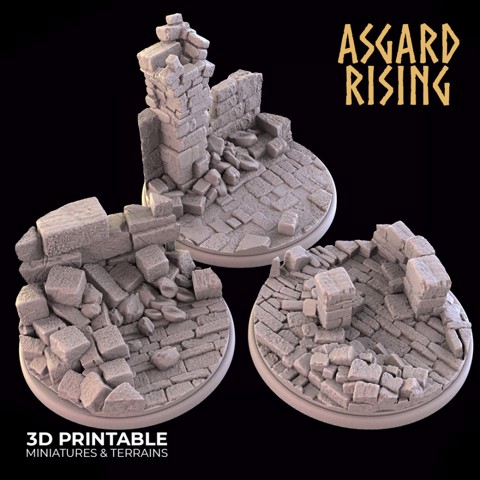 Image of RUINS 3 x Round Bases 50mm - PRESUPPORTED