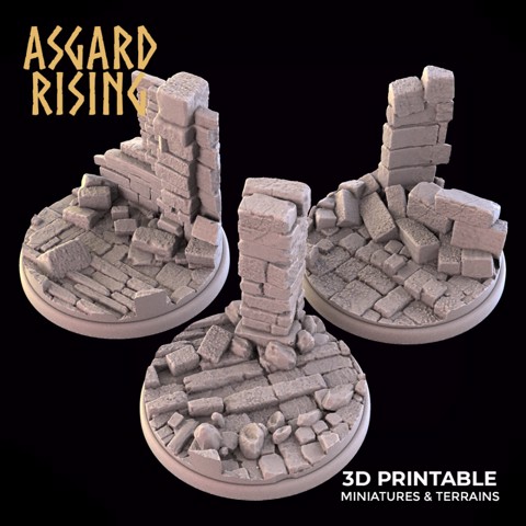 Image of RUINS 3 x Round Bases 40mm - PRESUPPORTED