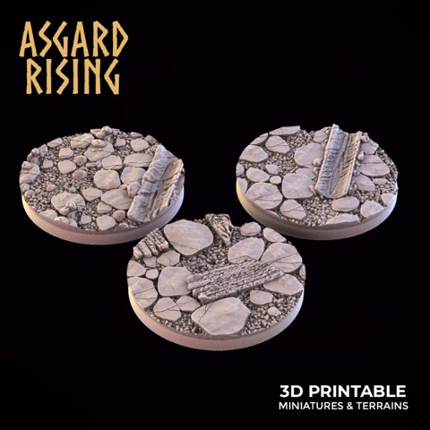 Image of WOODEN RUINS 3 x Round bases 40mm and 50mm PRESUPPORTED