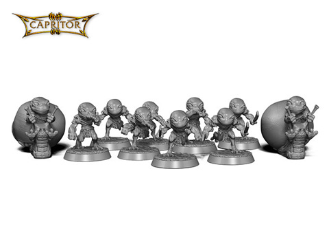 Image of 10 Piece - Frog Warrior Miniature Set (28mm - 32mm Scale)