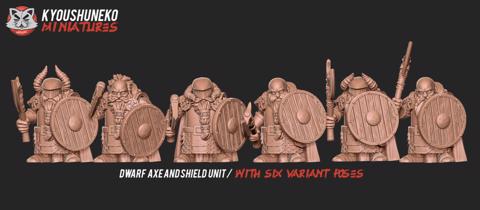 Image of Dwarf Axe and Shield Unit Miniature (25mm Scale)