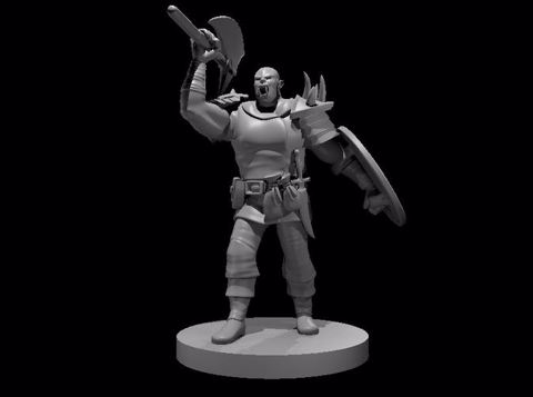 Image of Half Orc Barbarian with Battle Axe & Shield