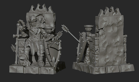 Image of Knight on throne, conqueror warrior 3d miniature model