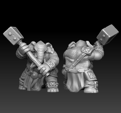 Image of Elephant tribal warrior attack 3d printable miniature