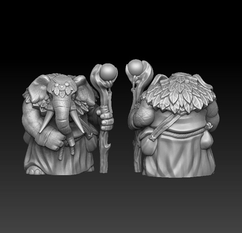 Image of Elephant druid idle 3d printable miniature