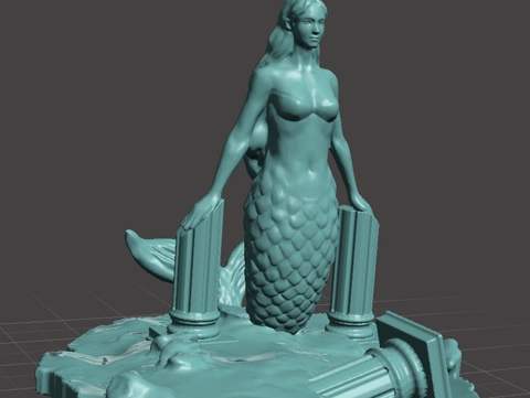 Image of Mermaid among ruins Cake Topper
