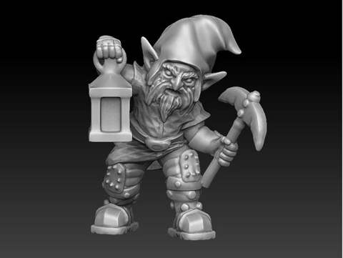 Image of Evil gnome with pickaxe and lantern remake of PollyGrimms redhat