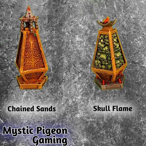 Image of Obelisks - Chained sands and skull flame graveyard / aztec terrain