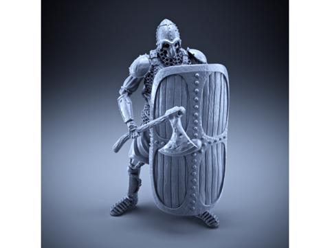 Image of Skeleton - Heavy Infantry - Axe + Square Shield - Defensive Pose