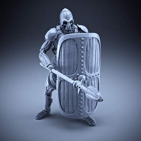 Image of Skeleton - Heavy Infantry - Spear + Square Shield - Defensive Pose