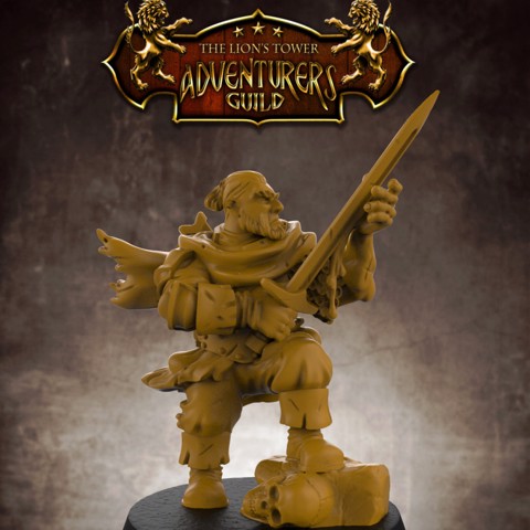 Image of Dwarf Blood Hunter- 32mm scale miniature with supports