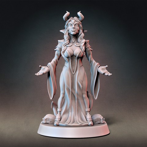 Image of Tiefling Sorceress Type A w/ Modular Hands (Presupported)