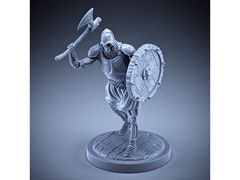 Image of Skeleton - Heavy Infantry - Axe + Round Shield - Attack Pose