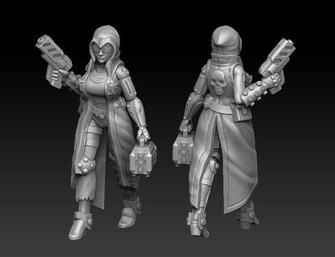 Image of Cyberpunk girl courier 3d printable miniature