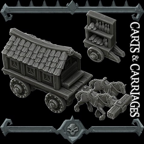 Image of Gothic City: Carts & Carriages (MONSTER MINIATURES II KICKSTARTER IS NOW LIVE)