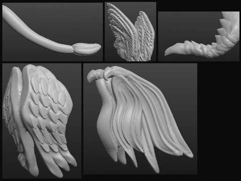 Image of Sculptris OBJ Bits: Wings and Tails