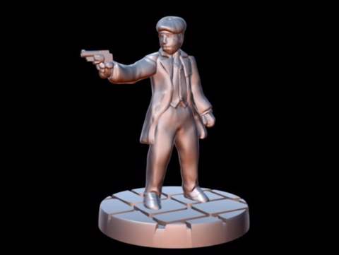 Image of Peaky Blinder w/revolver (15mm scale)