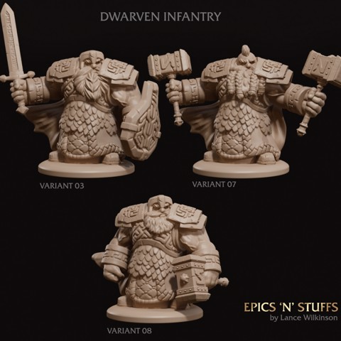 Image of 3 x Dwarven Infantry Miniatures Pack 02
