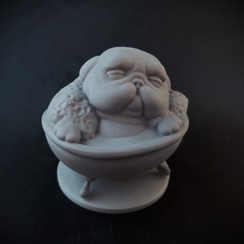 Image of Playful Pug - Pug in the Bath miniature