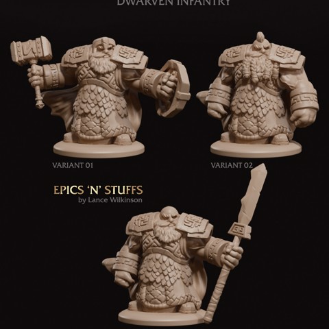 Image of 3 x Dwarven Infantry Miniatures Pack 01