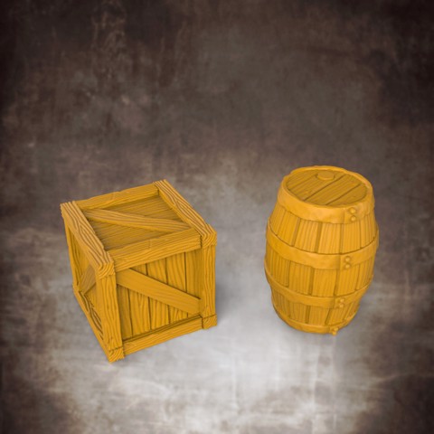 Image of barrel and Crate