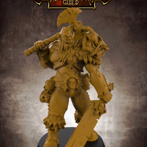 Image of FREE - Orc Barbarian - 32mm scale miniature with supports