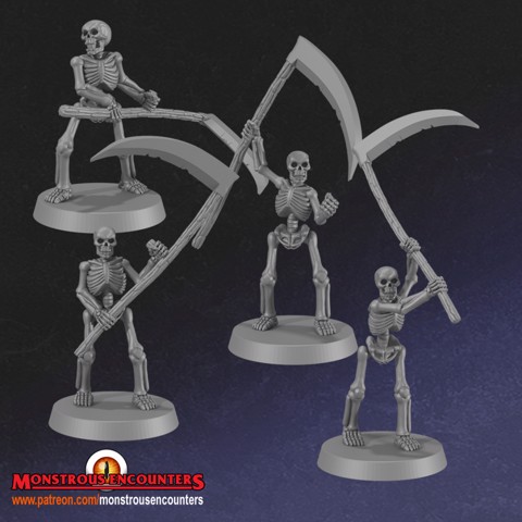 Image of Skeletons w/ Scythes x4