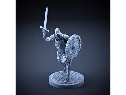 Image of Skeleton - Heavy Infantry - Sword + Round Shield - Attack Pose