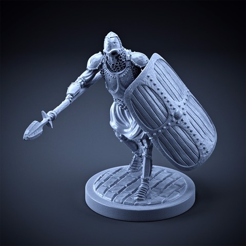 Image of Skeleton - Heavy Infantry - Spear + Square Shield - Attacking Pose