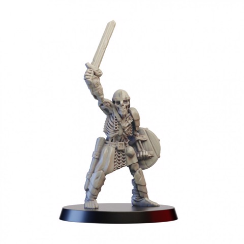 Image of skeleton warrior rised sword  - supportless model