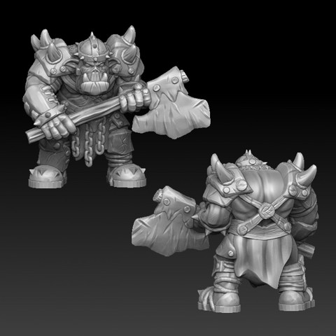 Image of ork warrior with twohanded axe