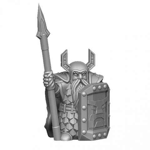 Image of Dwarf guardian with sheld and spear  - supportless model