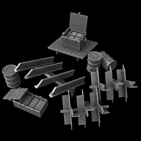 Image of set of barricades and tokens for board games