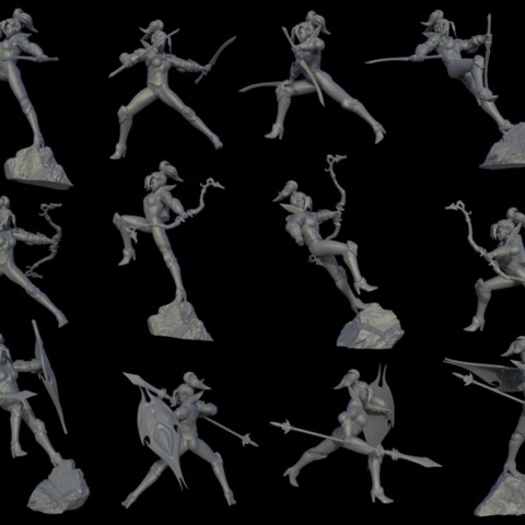 Image of Elf warrior miniatures bundle