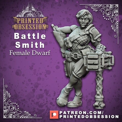 Image of Battle Smith - Artificer- Female Dwarf - 32mm - D&D