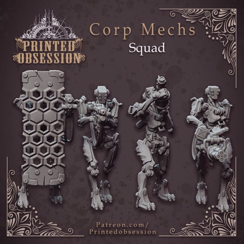 Image of Corprate Mech Squad - 4 Cyberpunk Models - 32mm scale