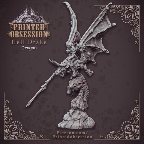 Image of Dragon Rider - Large Dragon - Hell Hath No Fury - 32mm Scale (Pre-supported)
