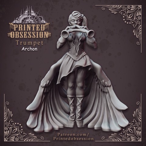 Image of Trumpet Archon - Celestial Bard - Heaven Hath No Fury - 32mm scale [Pre-supported]