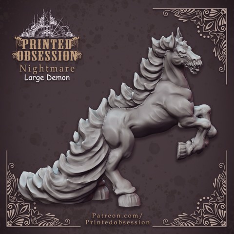 Image of Nightmare - Large Demon Horse - Hell Hath No Fury - 32mm Scale (Pre-supported)