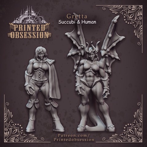 Image of Succubi & human 'Gretta' - lesser demon - Hell Hath No Fury - 32mm scale  (Pre-supported)