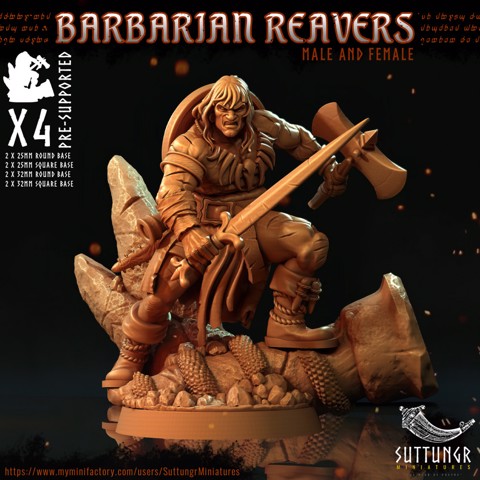 Image of Barbarian Reavers 32mm Pre-Supported