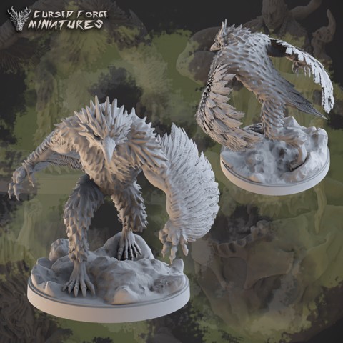 Image of Pre-supported wereraven rpg miniature