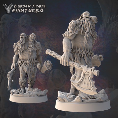 Image of Pre-supported Ettin rpg miniature