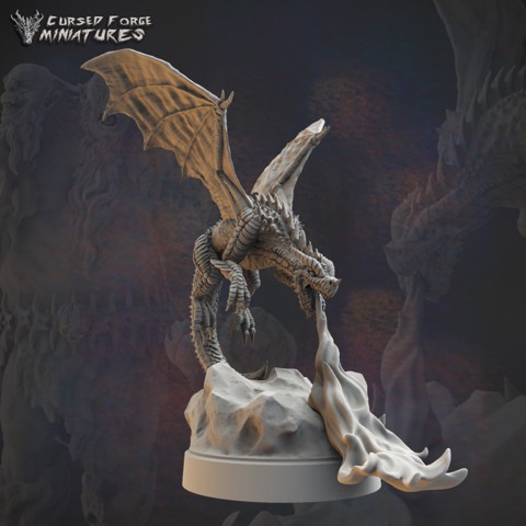 Image of Pre-supported Red dragon RPG Miniature